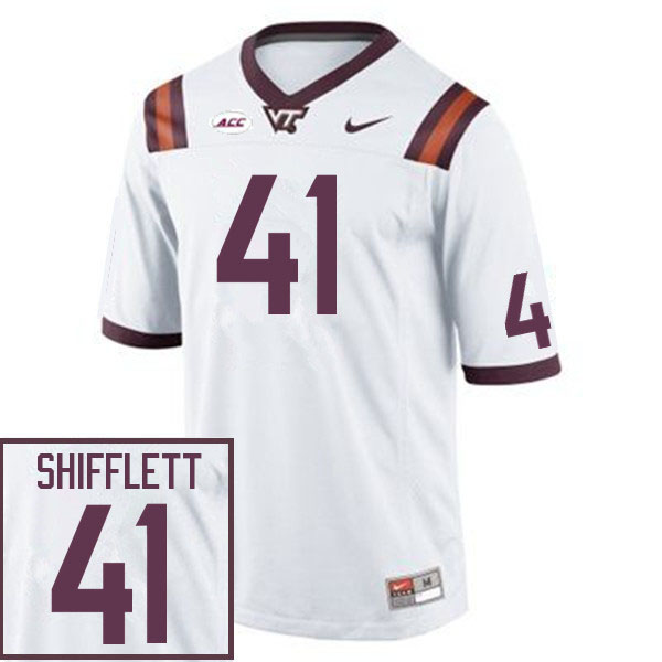 Men #41 Carter Shifflett Virginia Tech Hokies College Football Jerseys Sale-White - Click Image to Close